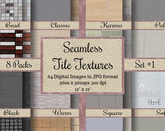 64 Seamless Tile Textures, wall brick patterns, stone floor Digital Papers, Printable Scrapbook, gray brick wallpapers, Backgrounds bundle