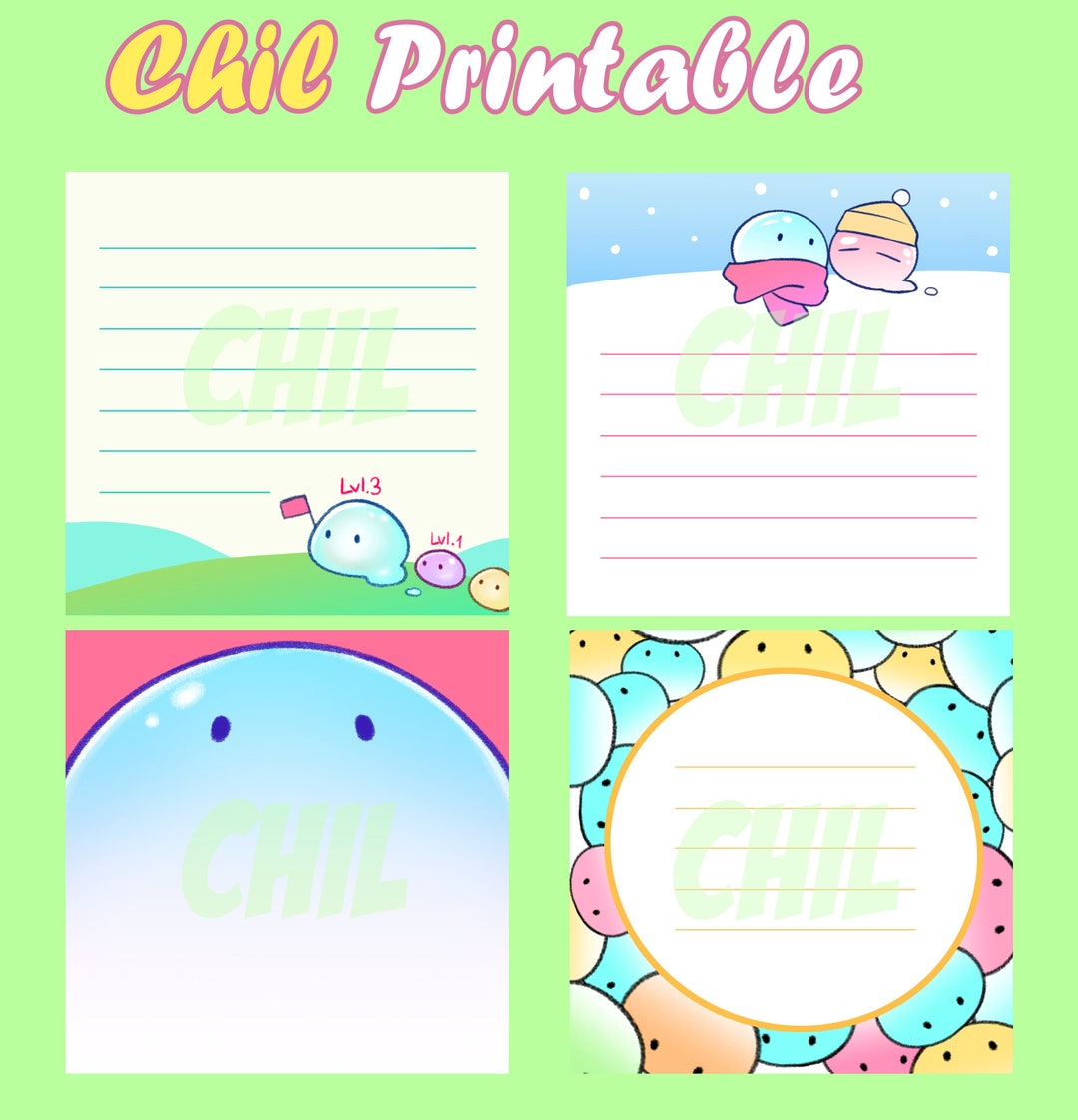 Set 4 Printable Slimes Memo Sheets! | Printable Stationary | Digital Download | Planner Notes ...