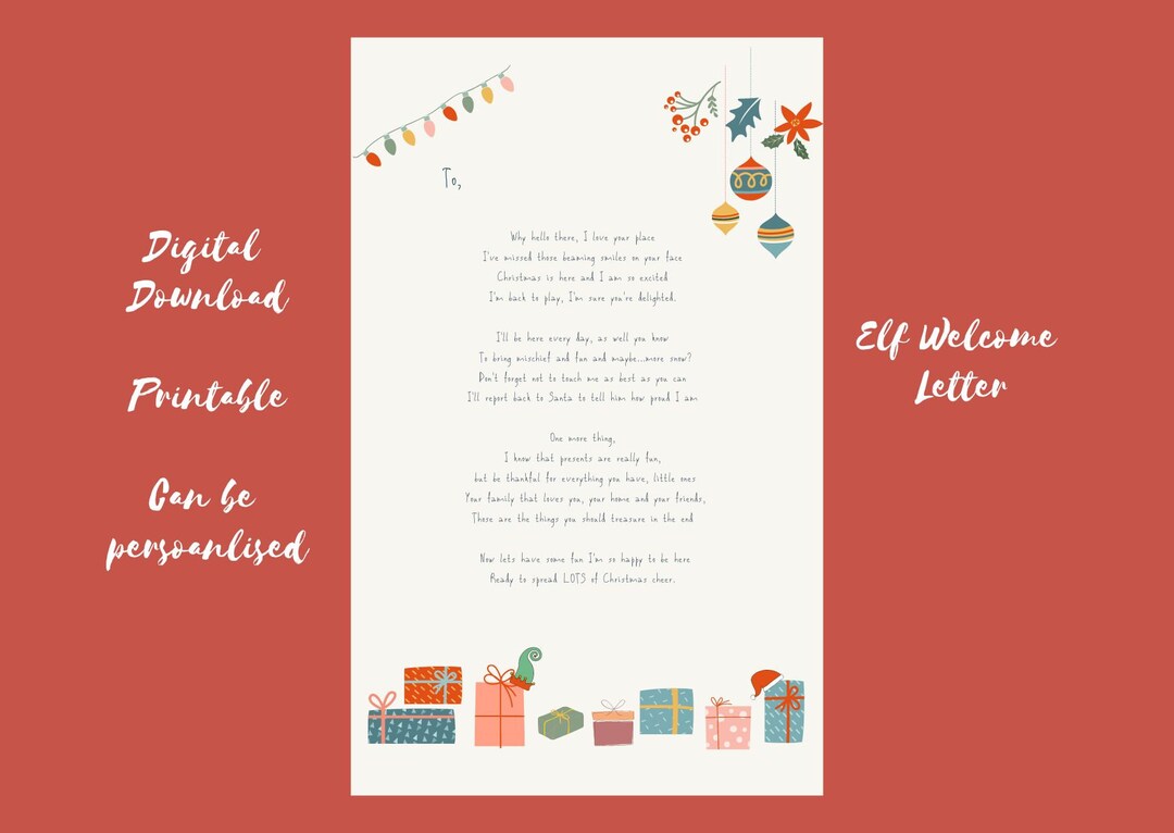 Welcome Letter From Elf On The Shelf Digital Download Etsy New Zealand