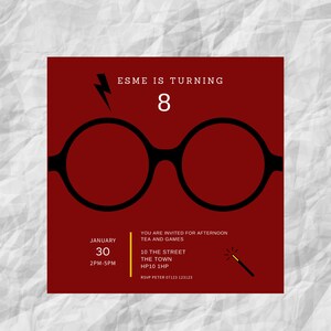 Wizard Birthday Party Invitation - Digital and Printable - Square