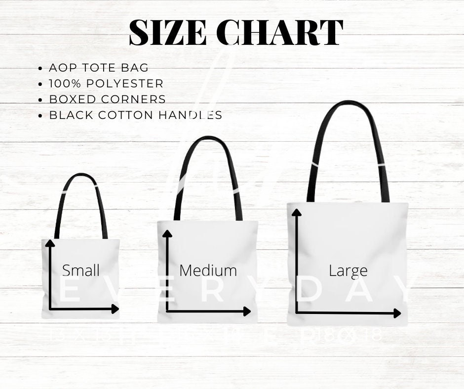Tote bag size chart, size chart for tote bag, tote bag mockup and size  chart, neutral background tote bag size guide, tote bag