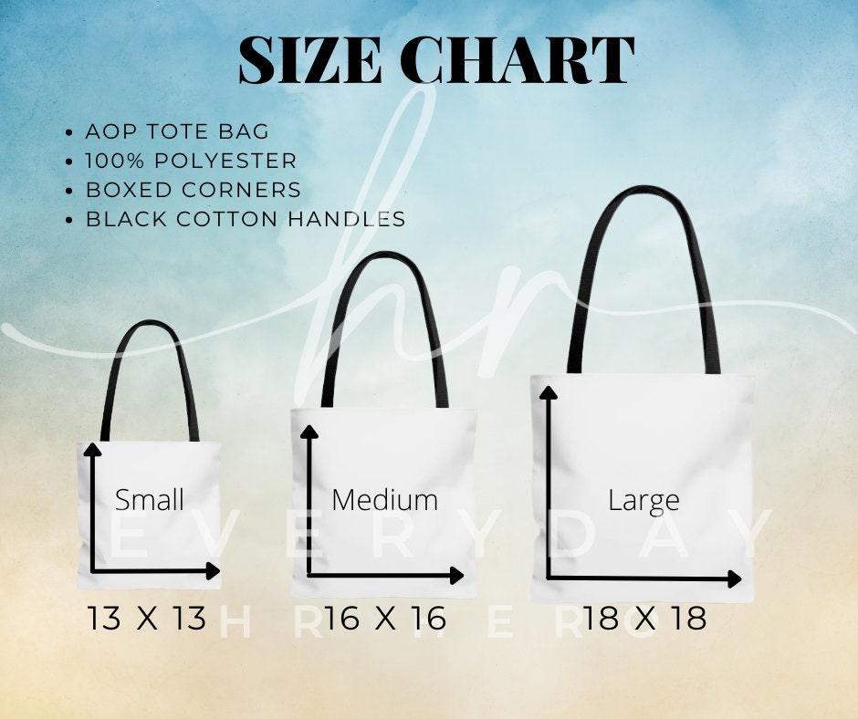 Tote bag size chart, size chart for tote bag, tote bag mockup and size  chart, neutral background tote bag size guide, tote bag