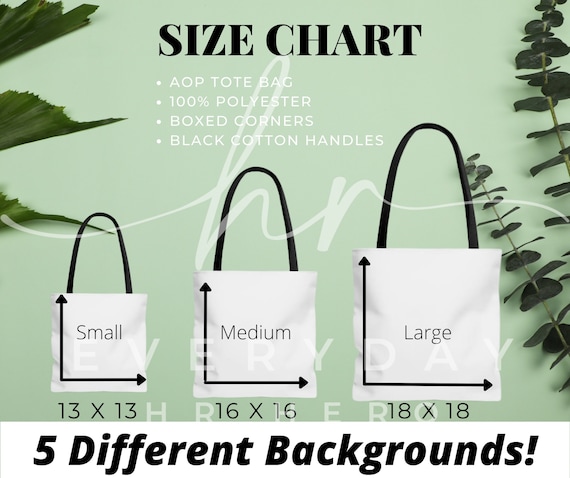 tote bag size chart