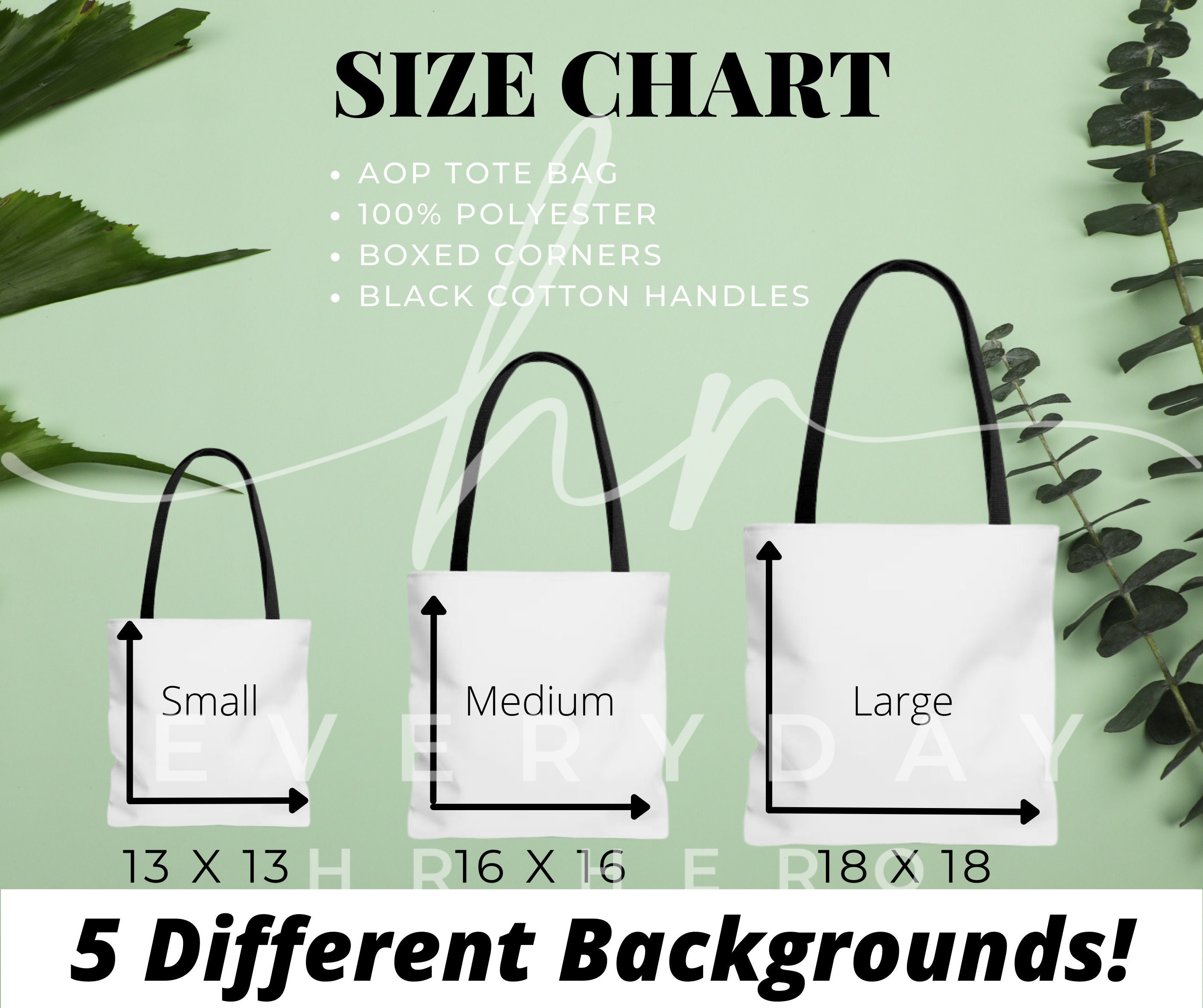 tote bag size chart