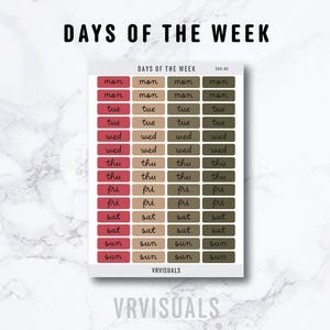 Days of the Week Script Stickers |Monday to Friday Script | Weekly, Daily Planning|Journal|Common planner NH1 stickers | Date covers
