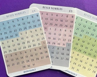 Nummerplannerstickers in doos | stickers | Functionele stickers | organisatie | Transparante plannerstickers | minimalistisch | Journaal