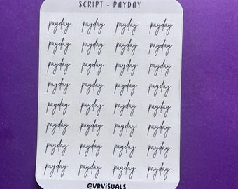 Payday Sticker sheets | Functional planner sticker sheets | scripts | Weekly, Daily & Monthly Planning| Transparent| Clear| pay, work