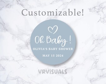 Adesivi personalizzati per baby shower/Adesivi di ringraziamento/Bomboniere per baby shower/Adesivi Oh baby/Grazie per essere venuti/Etichette personalizzabili