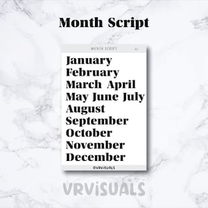 Months Script Planner Stickers | Functional planner sticker sheets | scripts | Weekly, Daily & Monthly Planning| Month Headers
