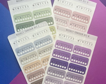 Stickervel Weekly Habit Tracker - helder mat stickerpapier - voor dagboek, planner, organisatie, gewoontevorming, dagelijkse motivatie