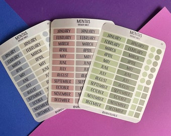 Months sticker Sheet | Planner ,journal Stickers | Script Stickers | Minimalistic | Monthly stickers | Months of the year | Clear