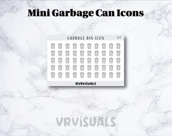 Mini Garbage Can Icon|weekly sticker|Planner stickers|Monthly Calendar icons|Minimalist Planner Sticker|Functional icon|garbage day, trash