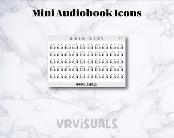 Mini icône de livre audio|autocollant hebdomadaire|Autocollants d'agenda|Icônes de calendrier mensuel|Minimaliste|Icône fonctionnelle|livre, lecture, suivi de podcast