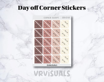 Day off Mini Corner Stickers|minimal, functional|weekly sticker|clear|Planner stickers|Monthly Calendar Sticker|work tracker|no work sticker