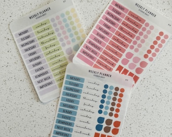 Weekly Planner Stickers | Journaling Stickers | Days of the week | Micro dots |  Journal Stickers | Planner sticker kits | functional daily