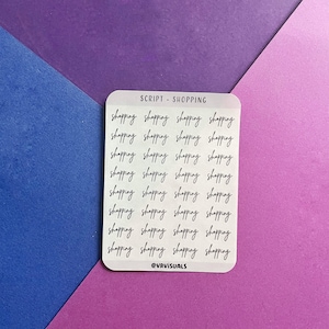 Shopping Sticker sheets | Functional planner sticker sheets | scripts | Weekly, Daily & Monthly Planning | Transparent | Clear | Text