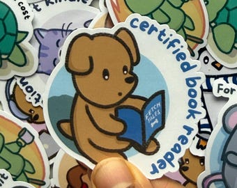 Dog Reading Bookish Sticker - Certified Book Reader - Waterproof sticker for Laptops, Waterbottles, phones, Kindle, Kobo etc