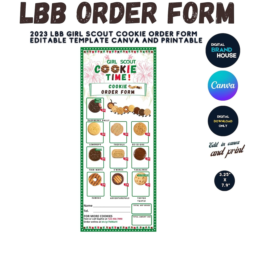 LBB Girl Scout Cookie Order Form Editable Canva Template 2023 Little ...