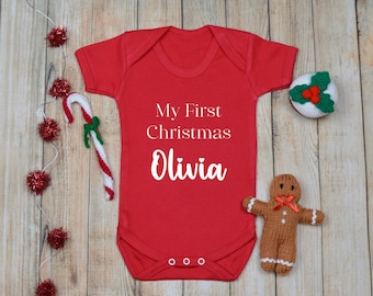 Personalised christmas baby vest, my first christmas, first xmas vest, personalised xmas clothing