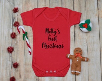 Personalised christmas baby vest, my first christmas, first xmas vest, personalised xmas clothing, christmas baby