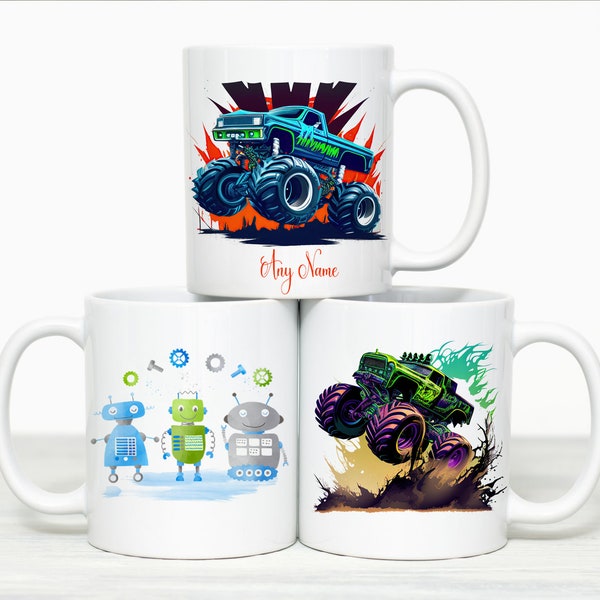 Personalised Mug | Truck Mug | Stocking Filler | Gifts for Him | Hot Chocolate Mug | Birthday Gift | Robot Mug