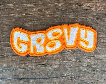 Groovy Patch / Groovy Retro Orange And White Patch / Sew On Or Iron On Embroidered Patch / Hippie 60s Patch