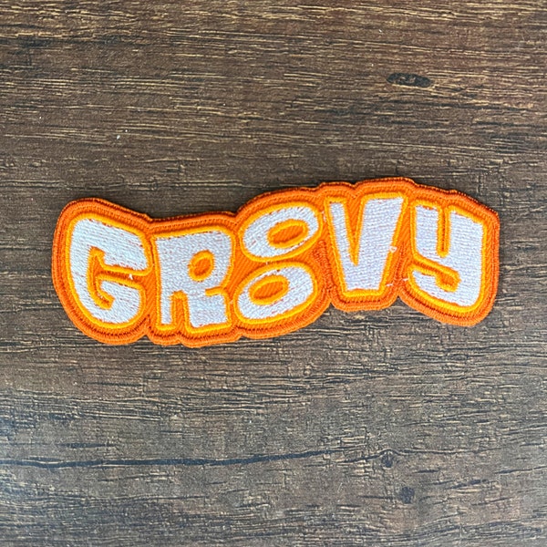 Groovy Patch / Groovy Retro Orange And White Patch / Sew On Or Iron On Embroidered Patch / Hippie 60s Patch