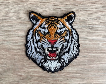 Tiger Patch / Tigers Head Patch / Sew Or Iron On Embroidered Roaring Tiger / Tiger Patch For Clothing Backpacks Denim Jackets / Animal Patch