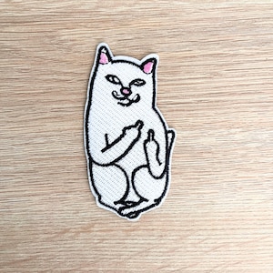 Funny Cat Giving the Finger Patch, Embroidered Applique