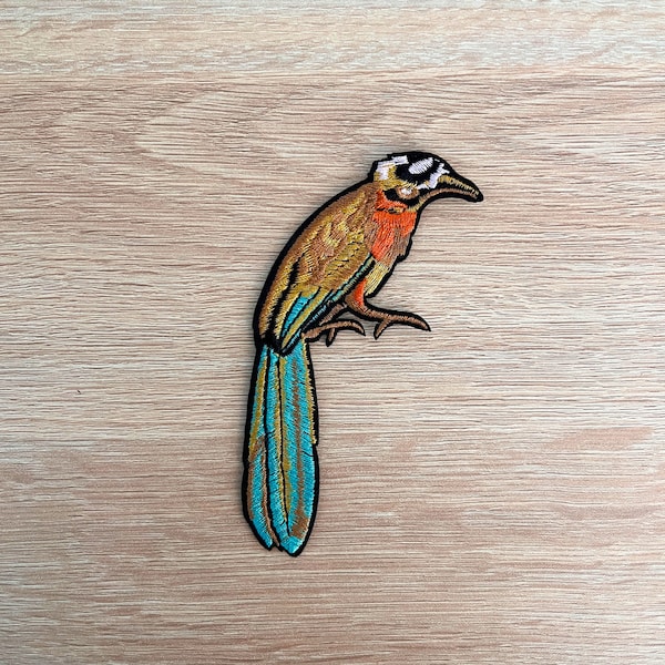 Bird Patch / Brown and Green Coloured Bird Patch / Sew Or Iron On Embroidered Animal Patch / Bird Patch For Backpack, Clothing, Denim Jacket