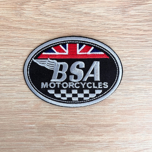 Toppa per moto BSA / Toppa con logo British Motorsport / Toppa per moto classica / Cuci o stira la toppa ricamata per zaino giacca di jeans