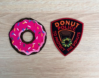Patch bordado da Polícia dos Donuts, patches divertidos de comida