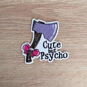かわいいけどサイコなパッチ / 面白いミームパッチ / 面白いフレーズを縫ったりアイロンで付けたりできる刺繍アップリケ / バックパック、デニムジャケット、衣類用の楽しいパッチ