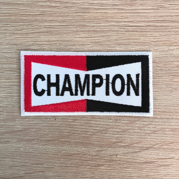 Champion Spark Plugs Patch / Formula One Rally Racing Motorsport Patch / Sew Or Iron On Embroidered Patch