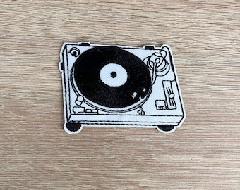 Record Player Patch / Sew Or Iron On Embroidered Patch / Record Vinyl Patch For Music Lover / Cute Patch For Jacket Backpack Bag