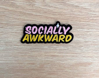 Socially Awkward Embroidered Patch, Funny Meme Applique