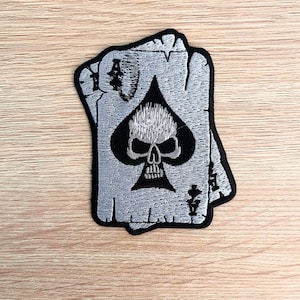 Pik-Ass Mit Totenkopf Aufnäher / Scary Horror Patch / Aufnäher für Rucksack, Jeansjacke, Kampfweste, Beanie