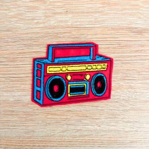 Boom Box Patch - Cassette Tape Player Patch - 80s Retro Style Patch - Sew Or Iron On Embroidered Patch - Music Applique For Jackets & Bags