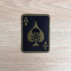 Ace Of Spades Totenkopf Aufnäher / Totenkopf Patch Aufnäher / Zum Aufnähen oder Aufbügeln Gestickter Aufnäher für Jacken, Rucksäcke, Mützen