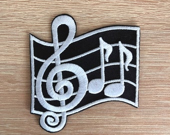 Music Note Patch / Iron Or Sew On Embroidered Music Patch / Music Sheet Badge / Patch for Jackets / Patch For Bags / Patch For Music Lovers