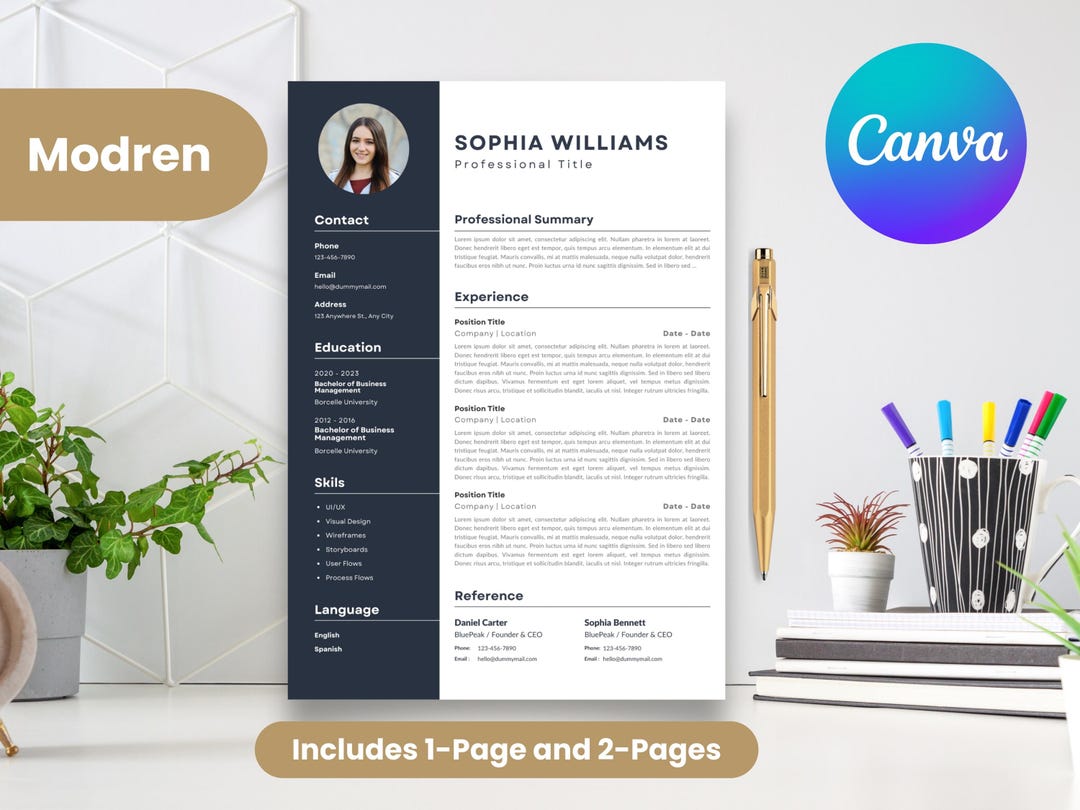 Canva Resume Template | ATS Friendly CV | Editable Professional Resume ...
