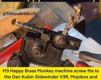 PIMP YOUR Tattoo MACHINE- M3 Happy Brass Monkey Machine Screw For Rotary & Dan Kubin Tattoo Machines