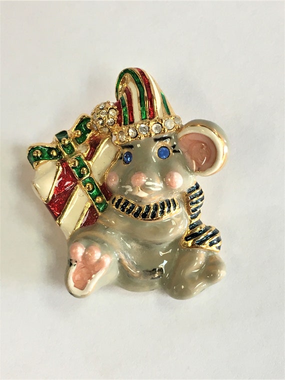 Christopher Radko Christmas Mouse Pin
