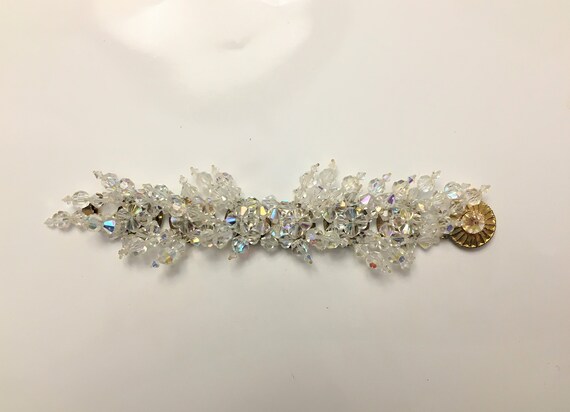 Bracelet Vintage Perles Cristal Boréalis - Attache Argent, Occasion, Pièce Unique