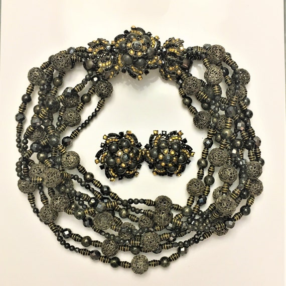 Vintage Barrera Statement Beaded Strand Necklace … - image 1