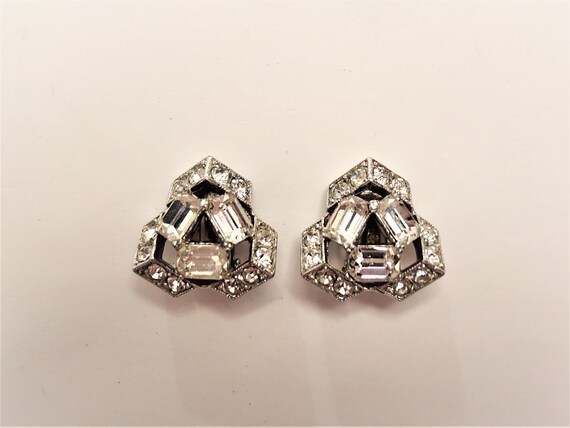 Bogoff Rhinestone Clip Earrings - image 1