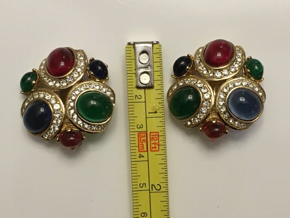 Vintage CINER Clip Jeweled Earrings - image 4