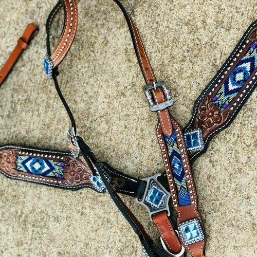 Bridle Breast Collar Headstall Tack Set Horse Cowhide & Etsy