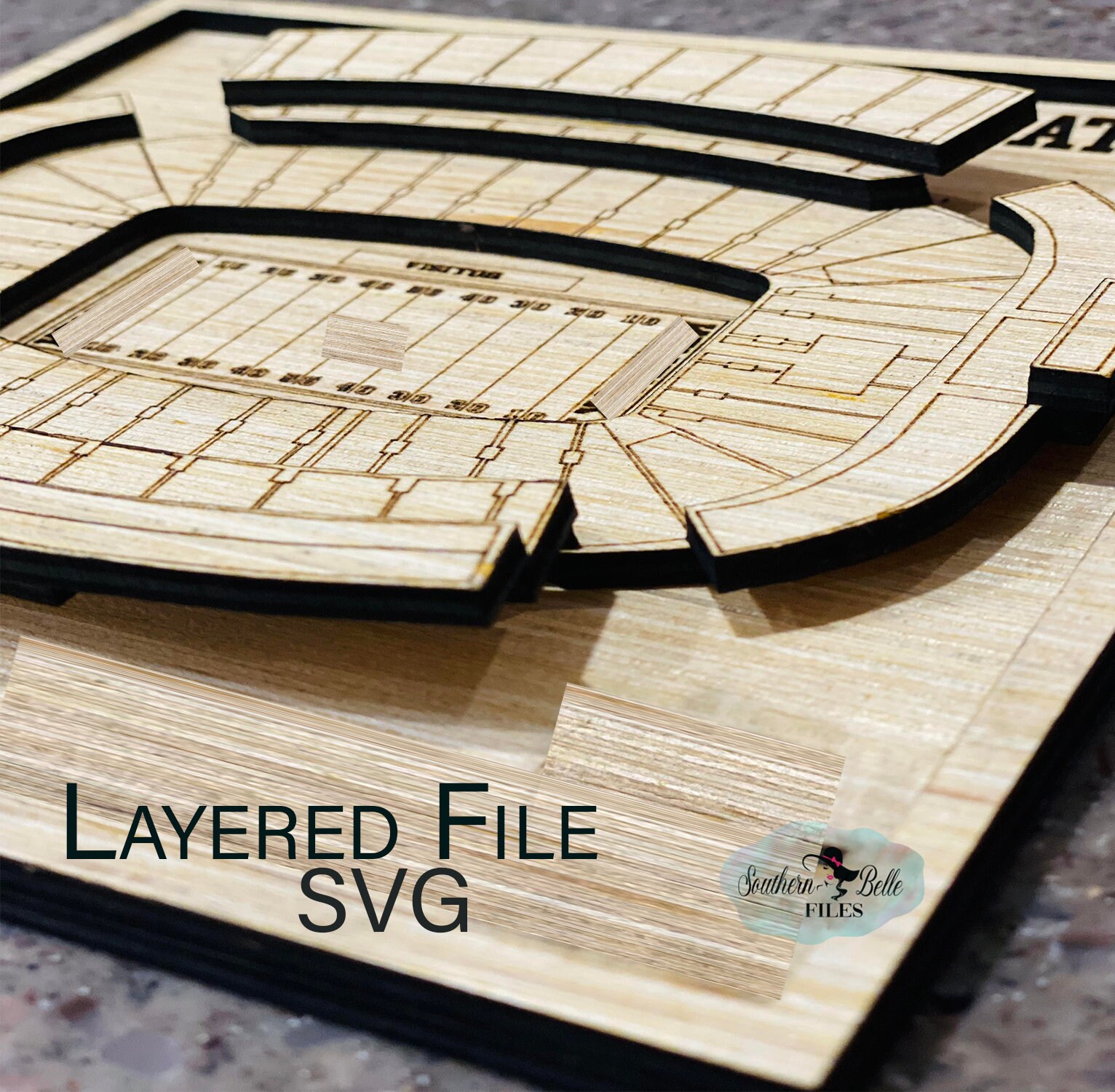 Football Stadium Replica SVG Laser Ready Multiple Layered Etsy