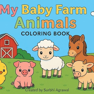 My Baby Farm Animals Coloring Book – Printable PDF | Fun & Easy Coloring Pages for Kids | Instant Download | Personal Use Only